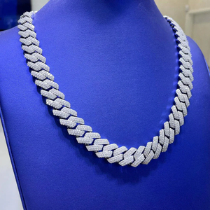 Collier en argent glacé à maillons cubains, design classique et audacieux, chaîne de luxe - Product Image 1