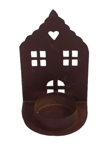 Brûleur de bougeoir en fer fait à la main de finition grise et brune avec fentes pour salon décoration de maison de noël aspect naturel - Product Image 6