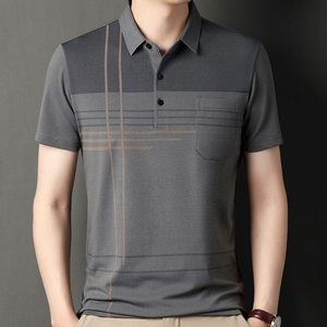 Polo à manches courtes pour hommes, coupe ajustée, tenue décontractée, haut en coton respirant, vêtements de mode modernes et légers - Product Image 3