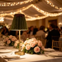 Lampe de table LED à hauteur et batterie personnalisables, avec abat-jour en velours, capteur tactile, rechargeable sans fil, lumière d'ambiance pour mariage et fête
