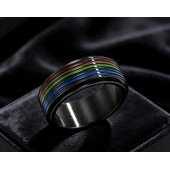 Anillo Antiestrés de Acero Inoxidable con Diseño Geométrico Incrustado, Orgullo LGBTQ - Product Image 3
