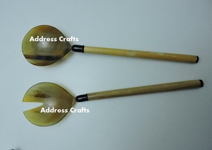 Ensemble de couverts en corne naturelle de Style nordique Ustensiles de cuisine de haute qualité Serveur de salade Ensemble de 2 pièces - Product Image 3