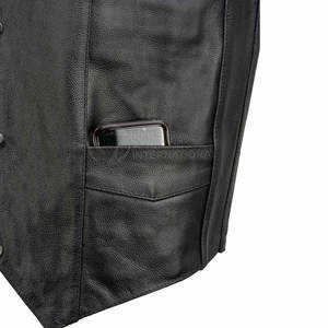 Chaleco de cuero de vaca hecho a medida a la moda para hombre Chaleco de cuero ajustado hecho en Pakistán - Product Image 6