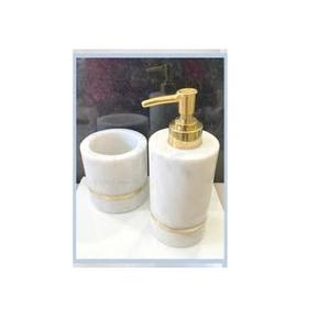Marble 8pcs <b>Bathroom</b> <b>Accessories</b> <b>Sets</b> Square White Soap and Shompoo Bottle Dispenser <b>Set</b> for <b>Bathroom</b> Supplies - Product Image 4