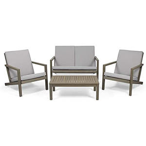 Ensemble de canapé de jardin en teck massif avec finition en bois naturel et coussin imperméable pour une utilisation en extérieur - Product Image 1