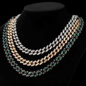 Collar cubano de hip hop de 12mm chapado en oro de 18 quilates de alta calidad, cadena cubana encantadora de Plata de Ley 925 - Product Image 1