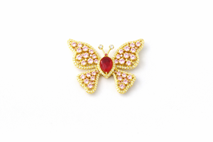 Broche papillon en argent sterling 925 faite à la main, avec rubis et zircone cubique - Product Image 6