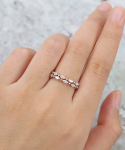 1.20CTW D Moissanite Banda de aniversario de boda Marquesa Corte Dos filas Media eternidad 925 Joyería fina chapada en oro amarillo - Product Image 6