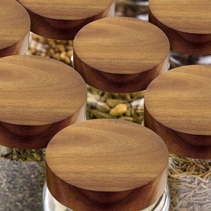 Meilleur couvercle de bocal en bois d'érable du Vietnam, remplacement à vis, nouveau couvercle en bois massif de bambou d'acacia avec bocaux en verre à large ouverture en PP - Product Image 1