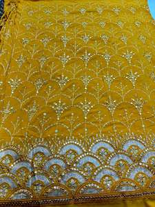 Wholesale Factory Price Embroidery Georgette Sequence <b>Fabric</b> for Bridal Dress From Indian Supplier at Export Price - Product Image 3