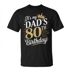 T-shirt pour homme adulte, manches courtes, col rond, impression numérique, cadeau de fête pour le 80e anniversaire de papa - Product Image 2