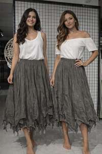 Falda Midi de Algodón Muselina para Mujer |   Tela Suave de Verano en Color Liso |   Ligero y Transpirable |   Cintura Elástica |   Estilo Elegante - Product Image 4