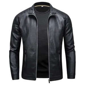 Blouson en cuir pour homme en peau de mouton personnalisé 2024, décontracté, coupe ajustée, col montant, écologique, coupe-vent, respirant, haute qualité, prix bas - Product Image 4