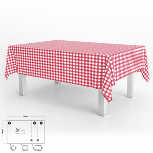Tovaglia rettangolare in tela cerata antimacchia, 140 x 250 cm. Scacchi rossi - Product Image 1