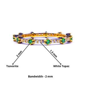 Personalizado 925 plata esterlina Tsavorita Topacio blanco piedra preciosa asequible barato clásico señoras desgaste banda anillo - Product Image 2