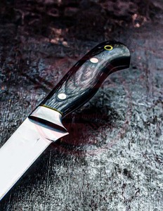 Couteau de cuisine à fileter de pêche à lame fixe en acier damas de qualité supérieure avec manche en bois et étui en cuir - Product Image 6