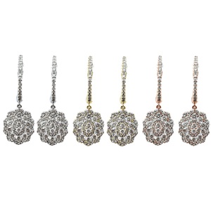 Boucles d'oreilles créoles petites en or blanc massif 18 carats avec diamants véritables, serti griffe en forme de fleur, personnalisables avec logo, haute qualité, tendance, bijoux fins - Product Image 4