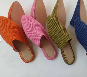 Sandales en raphia pour femmes Chaussures confortables à enfiler faites à la main Babouche de raphia-artisanat au maroc par des artisans locaux - Product Image 2