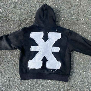 เสื้อฮู้ดสตรีทแวร์ผ้าฟลีซเนื้อหนา ผสมคอตตอน/โพลีเอสเตอร์ เป็นมิตรต่อสิ่งแวดล้อม สำหรับผู้ชาย ล้างสีแบบแอซิดวอช ปักโลโก้ตามสั่ง แบบนูน 3 มิติ - Product Image 5