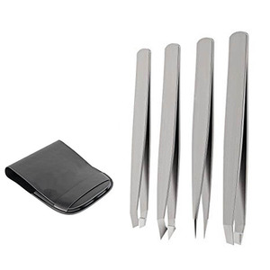 Ensemble de pinces à épiler de qualité supérieure en gros, finition argentée mate avec étui de voyage personnalisé - Product Image 5