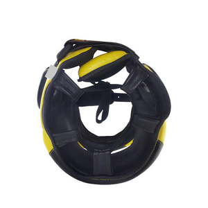 Boxkopfschutz mit Eigenem Logo Schwarz-Gelb PU-Leder Schutzhelm für Erwachsene Unisex Universell Einsetzbar - Product Image 2