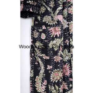 Veste matelassée d'hiver pour femme avec fermeture à ceinture, col en V, longueur longue, respirante, en coton biologique pur, réversible et écologique - Product Image 5