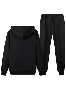 2025 hommes haute qualité coton à capuche survêtement survêtement ensemble vêtements d'hiver léger fermeture éclair unisexe survêtement - Product Image 2