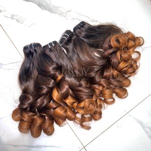 100% ensemble frontal de cheveux humains vierges vietnamiens Extensions de tissage de cheveux Machine Double trame couleur rebondissante - Product Image 2