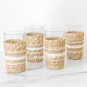 Venta caliente Tejido Seagrass Envuelto Cristalería Premium Trenzado Seagrass Holder Venta al por mayor Drinkware Cestas de almacenamiento-Caryln - Product Image 4
