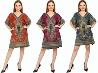 Caftan court femme nuisette Polyester plage couvrir Floral Caftan Maxi robe de nuit femme maxi stander caftan