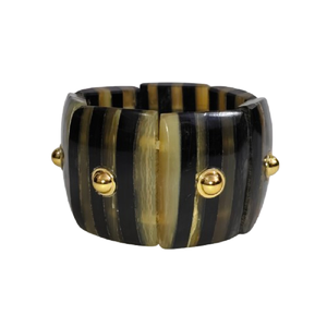 Exquisite Set of 4 Black Enamel <b>Gold</b>-Plated Bangles with Embossed Floral Studs and Metallic Bead Accents For Wedding & Party - Product Image 4