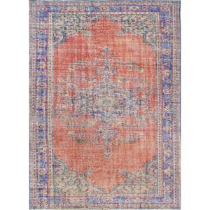 Alfombra de Lana Anudada a Mano de Gran Tamaño, Diseño de Medallón Rojo y Naranja, para Sala de Estar, Pasillo Rectangular, Modelo Pae-2869 - Product Image 1