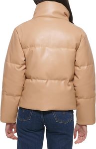 OEM de las mujeres de invierno recortada chaqueta de cuero de Color sólido XL Casual de piel de oveja de moda chaqueta acolchada lisa - Product Image 4