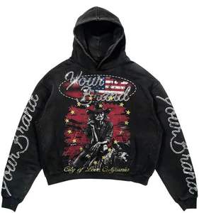 Ensemble de survêtement 2 pièces pour homme, survêtement graphique, 100% coton, sweat-shirt à capuche et pantalon de survêtement évasé, ensemble de survêtement imprimé à l'écran - Product Image 2