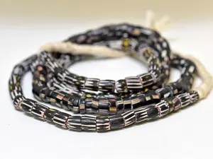 Antiguo negro blanco veneciano Chevron cuentas Ghana estilo africano cuentas de vidrio redondas CRISTAL MURANO VISHAL cuentas artesanía India - Product Image 4