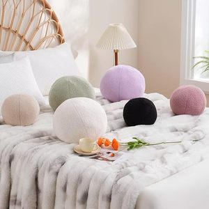Hermosa almohada de felpa de bola redonda de algodón para decoración del hogar sofá dormitorio sala de estar Oficina cojines de esfera decorativos - Product Image 2