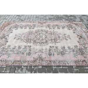 Turkish Large Rug 5.5x9.2 ft, Pink <b>Brown</b> Plants & trees Rug <b>Wool</b> - Product Image 3