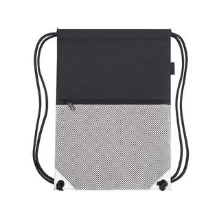 Sac à dos en polyester de qualité supérieure avec cordon de serrage, couleur noire, sac de sport de voyage en tissu avec logo personnalisé imprimé - Product Image 6