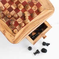 ArtisRaw - Jeu d'échecs en bois d'olivier artisanal de luxe, écologique, durable, avec rangement et pieds, unisexe, éducatif