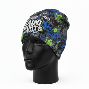 Gorro de invierno para mujer, gorro de poliéster elástico de alta calidad, tejido de LICRA 300 GSM, gorro jacquard estampado con logotipo personalizado multicolor - Product Image 4