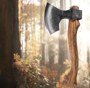 Handmade Custom DIY Industrial HC 5160 Carbon Steel Viking <b>Axe</b> Head Rose Wood <b>Handle</b> Splitting <b>Axe</b> Long Bushcraft Hatchet OEM - Product Image 6