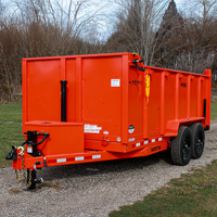 Remorque à benne hydraulique orange neuve et économique de 7'x14' avec contrepoids, faible bruit, garantie de 3 ans
