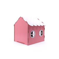 Gepersonaliseerde MDF hondenhuis met logo print, decoratieve binnenhuisdierenverblijf voor kleine dieren, roze, opvouwbaar, modern, lichtgewicht, 2kg