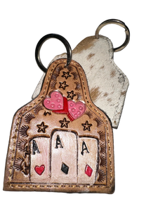 Llavero de cuero duradero hecho a mano, accesorio occidental rústico en relieve ecológico para hombres y mujeres - Product Image 2