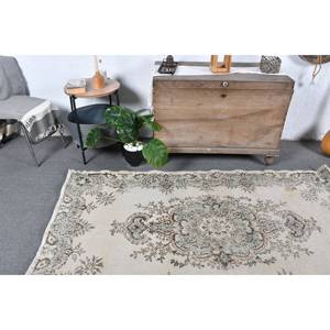 Tapis en laine turque beige classique 4x6 pieds avec motif patchwork en latex pour modèle de couloir rectangle de salon ou de chevet - Product Image 2