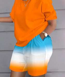 Mode impression femmes t-shirt ensembles courts été imprimer chemises shorts tenues ensembles pour femmes - Product Image 1