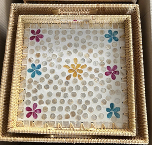 Bandeja rústica de mimbre de Vietnam, cesta organizadora tejida Natural hecha a mano con asas para mesa de comedor y uso en la cocina - Product Image 6