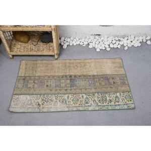 พรมตุรกีวินเทจขนสัตว์ลายทางสีเบจและสีฟ้าคลาสสิกลายเย็บปะ9x12สำหรับตกแต่งห้องนั่งเล่นสำหรับวัยรุ่น - Product Image 3