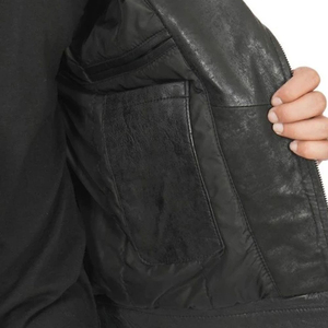 Lambskin หนังแท้สำหรับผู้ชายเสื้อแจ็คเก็ตหนังสีน้ำตาลเข้ารูปปกพับลงแฟชั่นล่าสุดระบายอากาศได้กันลมโลโก้ด้านหน้า - Product Image 4