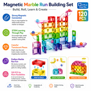 Jeu <span class=keywords><strong>de</strong></span> construction magnétique EPT 3,75 cm, circuit <span class=keywords><strong>de</strong></span> billes en <span class=keywords><strong>marbre</strong></span>, 50/80/120 pièces, jouet éducatif STEM, cadeau pour enfants <span class=keywords><strong>de</strong></span> 3 ans et plus - Product Image 2
